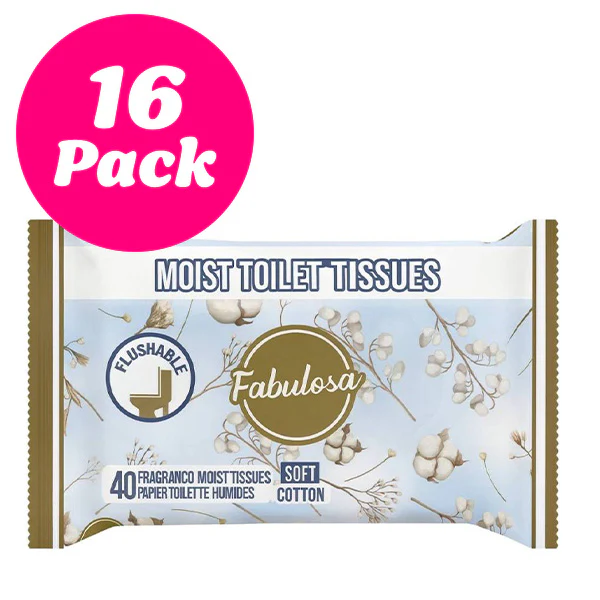 Fabulosa Moist Toilet Tissue Soft Cotton Bundle, 16 x 40 Packs